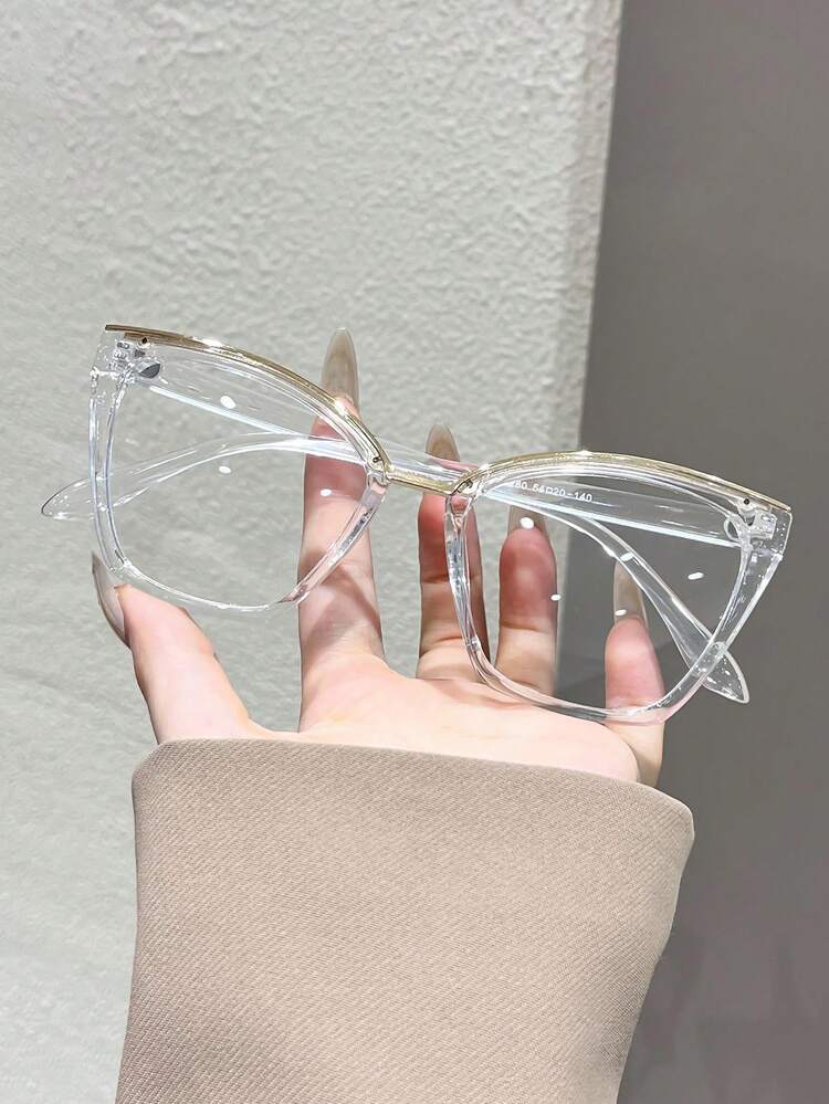 1pc Women's Butterfly Frame Fashion Decorative Non-Prescription Glasses - Multicolor - View 5