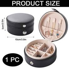 Mini Jewelry Travel Organizer - Scratch-Resistant Portable Jewelry Case With Multi-Section Compartments For Rings, Earrings, Necklaces - Perfect Gift Box For Women & Girls (Square/Circle)