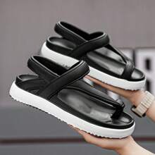 Men's Fashion Flip Flops, Thick Soft Sole, Fashion Versatile, Ideal For Street Wear, Solid Minimalist Style, Outdoor Sports, Beach Vacation, Flat Sandals