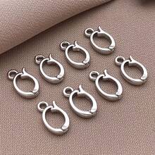 2/4/6pcs Real 18K Gold Plated Brass Oval Jewelry Clasp Buckle Spring With Ring Connectors Snap Clip Clasps For Jewelry Making DIY Crafts Findings - Multicolor - View 16