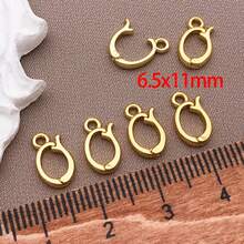 2/4/6pcs Real 18K Gold Plated Brass Oval Jewelry Clasp Buckle Spring With Ring Connectors Snap Clip Clasps For Jewelry Making DIY Crafts Findings - Multicolor - View 11