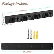 Estantería de madera rústica, soporte de pared para herramientas de jardín, organizador con 4 compartimentos y 4 ganchos para el garaje, el baño