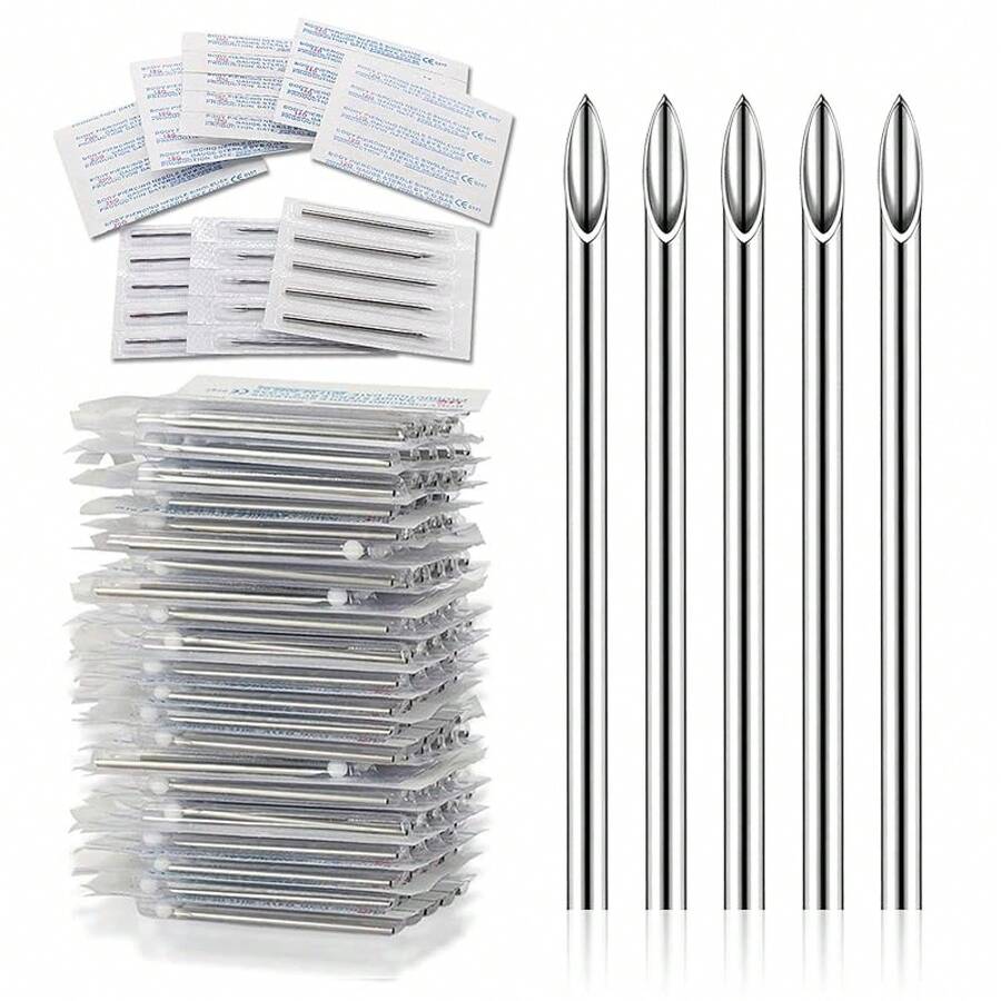 100pcs Piercing Needles Mixed 12G 14G 16G 18G 20G Hollow Needles For All Piercings - 14G+50個 - 查看 1