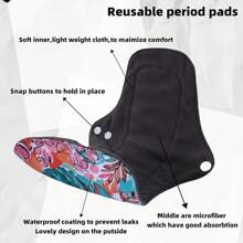 Large Random Prints Reusable Cloth Menstrual Pads Waterproof Sanitary Pads (5randompads)