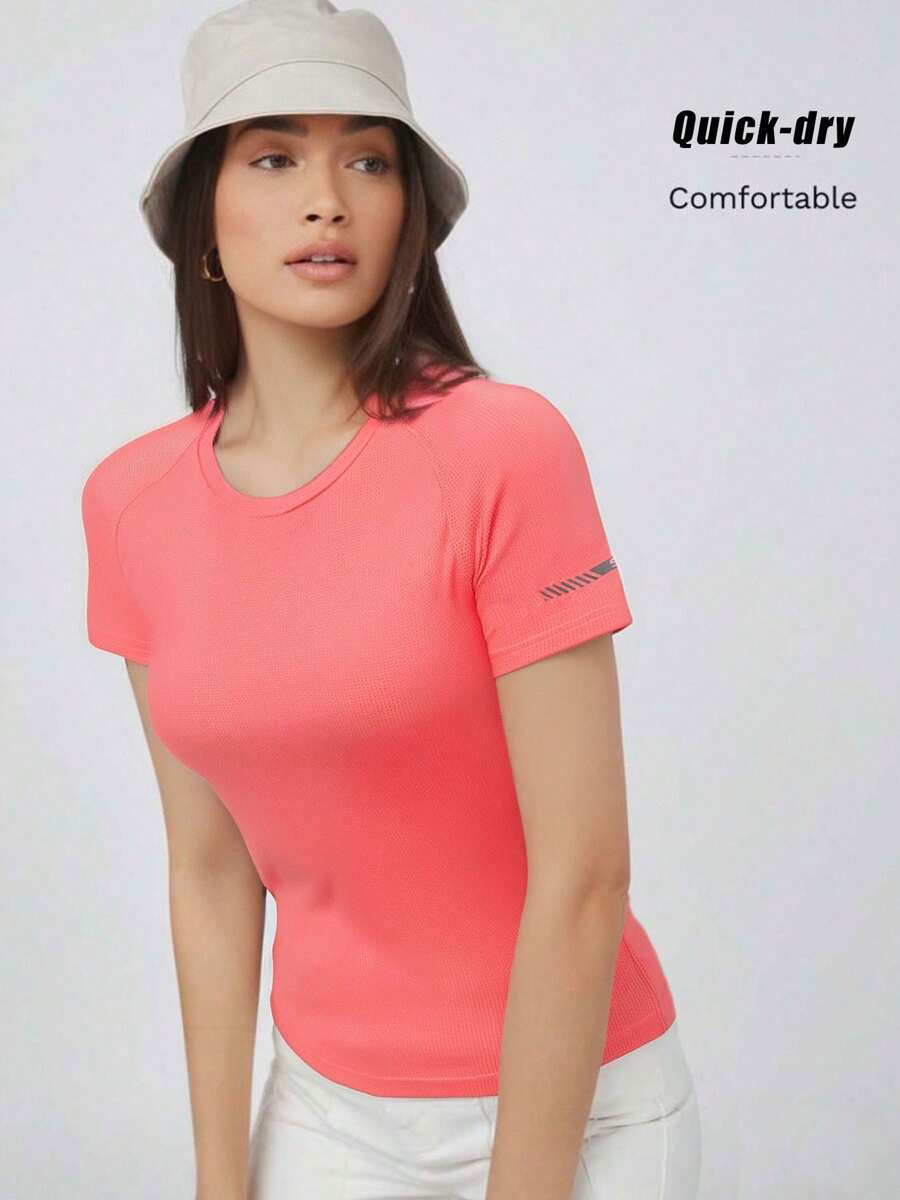 Women's Short Sleeve Crew Neck Lightweight Running Shirt, Thin Breathable Ice Silk Athletic Top, 2025 New Design