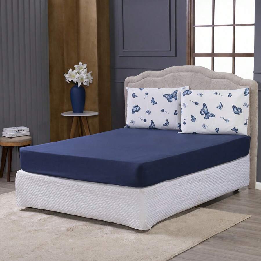 3 Piece Percale 100% Cotton Bed Sheet Set - CL05 - 查看 1