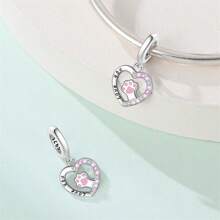 1 pièce Pendentif d'amour pour femmes avec zirconium rose scintillant, motif patte d'animal de compagnie chat chien, lune et étoile, en argent sterling 925. Idéal pour le DIY de bracelet, collier, cadeau d'anniversaire. Parfait pour un port quotidien pour épouse et amies.