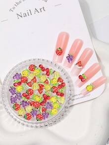 Boxed Summer Fruit Nail Art Pendants, Resin Three-Dimensional Pineapple, Grape And Cherry Art Decorative Nail Products, DIY Wearable Nail Material Packs Suitable For Nail Salons And Personal Use