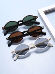 1 Pair Men's Leopard Print Small Frame Cat-Eye Fashion Fashion Glasses, Zinc Alloy, Suitable For Daily Wear