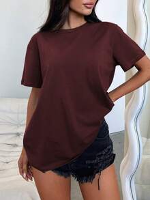 Marvel Áo thun họa tiết Deadpool, 100% cotton, Áo thun nữ cổ tròn tay ngắn, mặc thường ngày, xuân hè, thoải mái - màu đỏ hạt dẻ - Xem 3