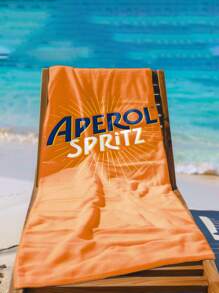 1pc Aperol Spritz Orange Beach Towel - Oversized Sand-Free Quick-Dry Microfiber Towel With Bold Logo & Radiating Lines Design For Travel, Pool, Beach | Ideal Gift For Outdoor Enthusiasts, Travel Accessory, Stylish Beachwear
