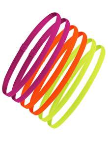 6pcs Thick Non-Slip Elastic Sports Headbands, Unisex, Stretchy Grip Sports Headbands, Sweat-Absorbent, Suitable For Fitness And Yoga