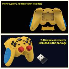 Controlador inalámbrico compatible con , Mando de juego compatible con Switch Pro, PS3, PC, Android que admite eje giroscópico, doble vibración, turbo y control de movimiento - Amarillo - Ver 4