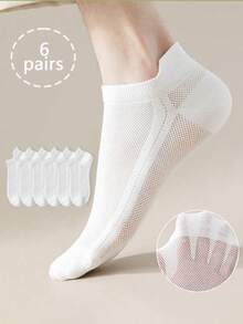 6/10/15 Pairs Men's Lightweight Breathable Mesh Low Cut No Show Socks, Invisible Socks, Unisex, White, Suitable For Fitness