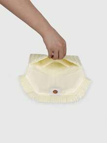 Bohemian Stil Stroh gewebte Clutch Handtasche mit Flicken und Fransen für Urlaub, Valentinstag