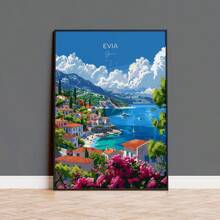 1 peça/3 peças Pôsteres de arte de parede Moldura opcional Viagem moderna Paisagem de viagem Pôsteres de cidade Ilhas da Costa Azul Dias ensolarados Belas paisagens Pintura em tela Arte de parede Adequado para decoração de quarto e casa