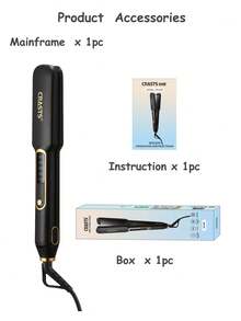 CRASTS 专业直发器、平板夹、卷发器、直发器和卷发器、快速加热、液晶显示屏、快速温度调节、钛硬板、家庭和沙龙使用、护发礼品