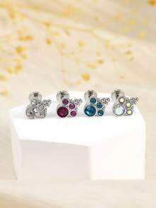 1 pieza Anillo para el labio con gota de agua con rhinestone, joyería para perforaciones en la oreja, Ashley Maduro Medusa, material hipoalergénico de acero inoxidable 316L, diseño de espalda plana con rosca interna, apto para uso diario, fiesta, cita, regalo para novia, amigas, estudiantes, madres - Multicolor - Ver 6