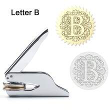 1 件不锈钢压花印章，巴洛克风格 26 个字母 A-Z 首字母系列，带花卉图案，手持式图书馆印章，首字母压花印章，婚礼压花印章，纸质压花印章，适用于书籍、信封、婚礼请柬和图书馆材料学校用品，返校