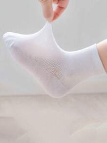 5 pares de calcetines blancos de malla para niños, calcetines delgados y transpirables hasta el tobillo, estilo escolar para estudiantes, calcetines blancos pequeños, calcetines casuales y deportivos para niños y niñas, para primavera/verano