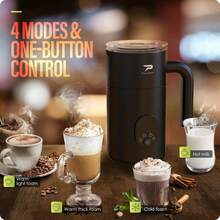 Puldoum Automatic Electric Milk Frother,4-In-1Instant Milk Frother Steamer,11.8oz/350ml Hot And Cold Foam Milk Frother,For Latte, Cappuccinos And More,Black - Xem 2