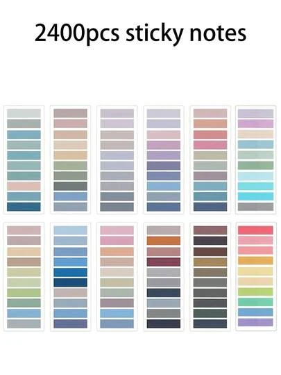 2400 piezas de Hanyousheng Etiquetas adhesivas, 12 hojas de pestañas de libro, pestañas índice, pestañas de colores de marcadores de página, pestañas adhesivas de marcadores de página, pestañas de anotación para leer notas, libros, clasificar archivos, útiles de oficina, útiles escolares, de vuelta a la escuela