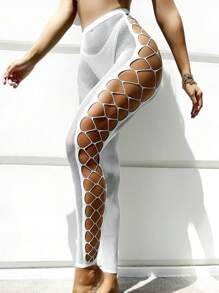 2 Paris Women Fishnet Bodystocking Attached Stockings Exotic Sexy Lingerie Crotchless Bodysuit One Piece Babydoll Nightwear Sexy Tights Fishnet Opening Leggings Stripe Pantihose Lingerie Pants, Suitable For Party, Clubewear, Sports, Dancewear, Street Fashion