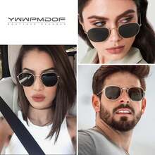 Gafas de sol polarizadas para mujer, gafas de sol de espejo planas hexagonales cuadradas de moda con protección - A33-plata/verde claro - Ver 11