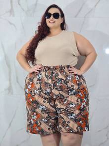 Kit 4 Bermuda Shorts Plus Size Garter Belt Affordable Fashion Curvy  With Elastic Waist Real Curves Fresh - 彩色 - 查看 6