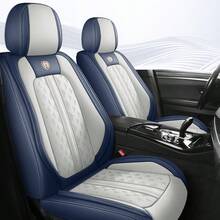 JDWBT Car Seat Covers Full Set 5 Seat, Fit For T0yota Hybrid RAV4, Camry, Corolla, 4Runner, Prius, C-HR, Avalon, Crown, NAPPA Leather Automotive Seat Covers For Cars, Universal Car Front Seats And Back, Adjustable Car Seat Protector - 藍白 - 查看 2