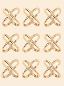 1/2/3/9 chiếc kẹp khăn quàng cổ hình nhẫn lồng vào nhau tông vàng thời trang dành cho nữ - Vàng - Xem 17