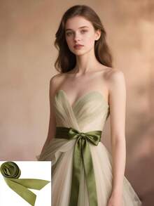 新娘腰带，时尚纯色超长腰带，配缎带蝴蝶结装饰丝带，适合婚纱、母亲节礼物、派对礼物、生日礼物、万圣节角色扮演、圣诞节等 - 粉色 - 查看 23