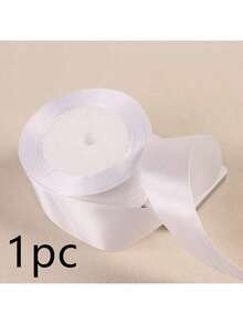 1 条白色缎带，多种宽度：0.6/1/1.5/2/2.5/4/5 厘米、缎带蝴蝶结、彩色缎带、涤纶缎带、礼盒丝缎带、提花缎带 - 白色 - 查看 14