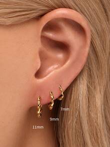 1pc 925 Sterling Silver Twist Hoop Earrings, Hypoallergenic Gold Cartilage Hoop, For Women And Men Daily Wear(Sold As 1piece, Not 1 Pair)