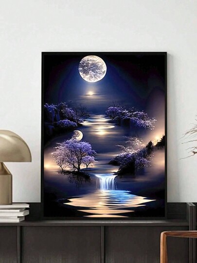Diamond Painting Art Full Diamond Painting Kit, Night Landscape Acrylic Round Rhinestone Embroidery, Casual DIY Handmade, Suitable For Beginners And Craft Lovers, For Home Wall Decoration