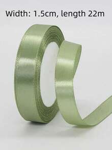 1pc Rolled Sage Green Double-Sided Satin Ribbon, 1cm/1.5cm/2cm/4cm Wide X 22m Long, Soft & Durable Polyester Material, Suitable For Flower Wrapping, Gifts, Presents, Apparel, Headwear, Bows, Weddings, DIY Craft Rose Ribbons