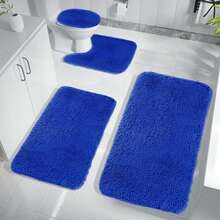 4Pcs Luxury Soft Bath MatsSet, 4 Set Multi Purpose Bath Carpet Set, 2025 Fashion Carpet Bathmats, Universal Soft And Fast Absorbent Bathroom Rugs, Non Slip, Machine Wash, Quick Dry, Relaxation Comfortable, Perfect For Bathroom, Shower Room, Perfect Gifts, Christmas Decorations - Màu xanh lam - Xem 6