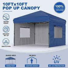 10 X 10 Heavy Duty Pop Up Canopy Tent, Pop-Up Canopy Tent Commercial Instant Canopies, Outdoor ShadeCanopy With 3 Sidewalls - 藍色 - 查看 7