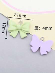10pcs Cute Resin Bowknot Pendant, Macaron Bow Jewelry Accessories, DIY Earrings Necklace Keychain - Multicolor - View 2