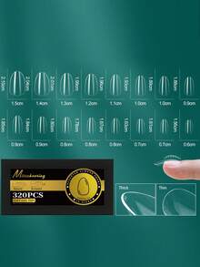 160片-320片热销透明假指甲美甲拱形指甲半磨砂美甲无痕假指甲 - 無色 - 查看 24