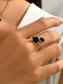 TONSI 1 chiếc nhẫn đơn hình vỏ sò bằng thép không gỉ mạ vàng 18K kiểu Hàn Quốc thanh lịch và quyến rũ, thích hợp làm quà tặng tốt nghiệp/lễ hội, kèm hộp quà trang sức dành cho nữ. - Hộp quà tặng nhẫn - Xem 3