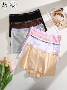 6PCS Lightweight And Breathable Women's Boyshorts With A  Fashion Waistband ,Underwear S-XXL - 彩色 - 查看 1