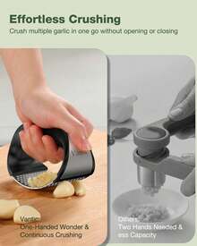 Vantic Garlic Press Rocker - Stainless Steel Garlic Mincer Garlic Crusher, New Innovative Garlic Chopper With Peeler And Scraper For Smash Garlic - màu đen - Xem 2