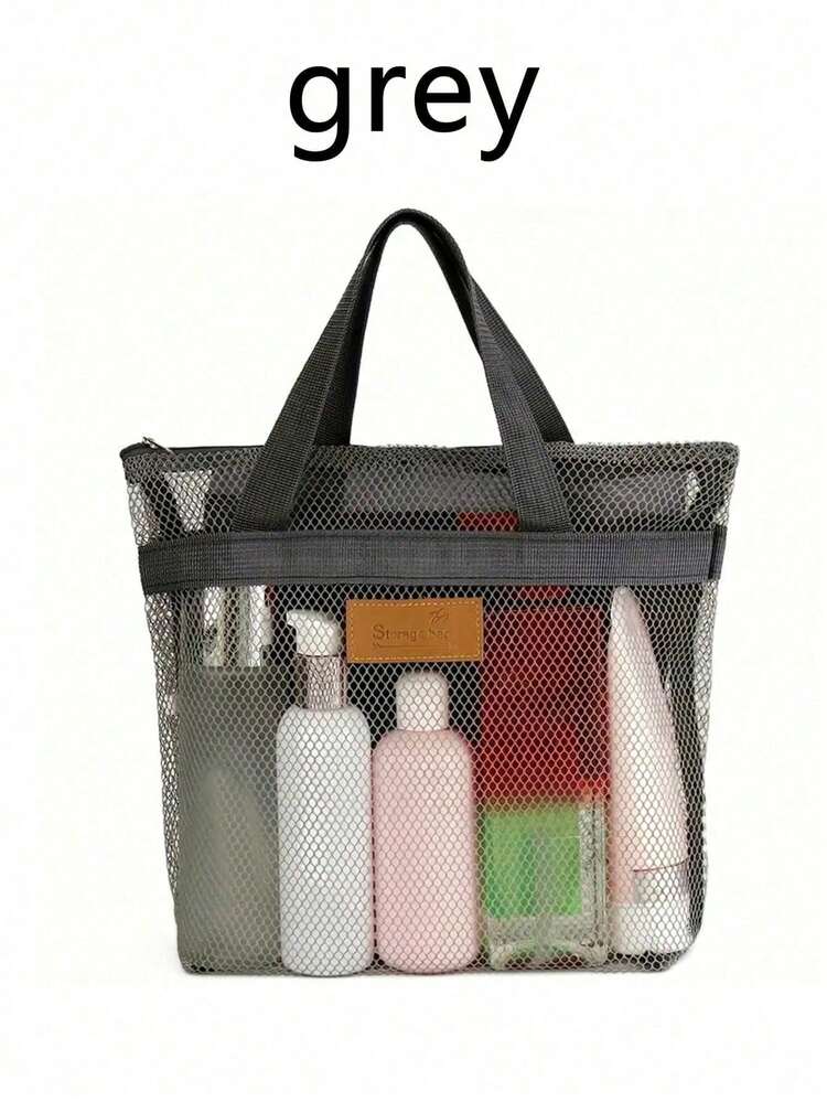 1 pieza Nueva canasta de ducha de malla, bolsa de playa, bolsa de aseo colgante con bolsillos con cremallera, bolsa de almacenamiento de cosméticos, ideal para viajes, gimnasio, campamento, dormitorio, mujer, playa, equipo de campamento, artículos de viaje, artículos de playa - Multicolor - Añade 8