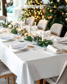 Party Solids 4/8 Pack Premium Plastic Tablecloth 54in. X 108in. Rectangle Plastic Table 8/4PCS Set - White - View 8