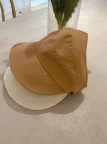 Breathable Women's Foldable Sun Hat, Wide Brim, UV Protection, Open Top Pointed Visor, Suitable For Ponytail