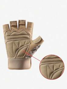 1 Pair Men's Half Finger Gloves, Outdoor Sports Tactical Gloves, Motorcycle Cycling - Khaki Camouflage - View 3