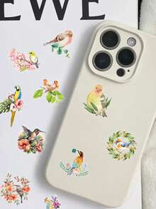SCXXBSW 50pcs Watercolor Bird Cartoon Graffiti Stickers Decorative Water Cups Notebook Luggage Double Transparent Waterproof Stickers - Multicolor - View 8