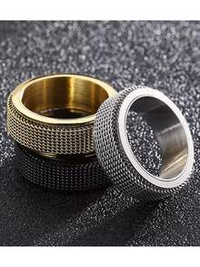 Men's Stainless Steel Rotating Ring, Punk Fashion Jewelry, Rotating Gear, Anxiety Fidget, Spinning Chain, Motorcycle Rock, Wedding Party Gift - Fashion - View 8