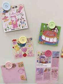 Cute Macaron Candy Color Button Fridge Magnets Set, Photo Wall Memo Board Magnets, Refrigerator Magnetic Stickers, Home Decor - Multicolor - View 7